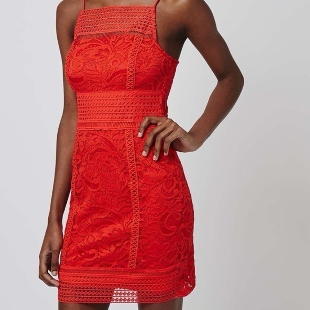 Women’s Topshop Floral Crochet Body-Con Dress